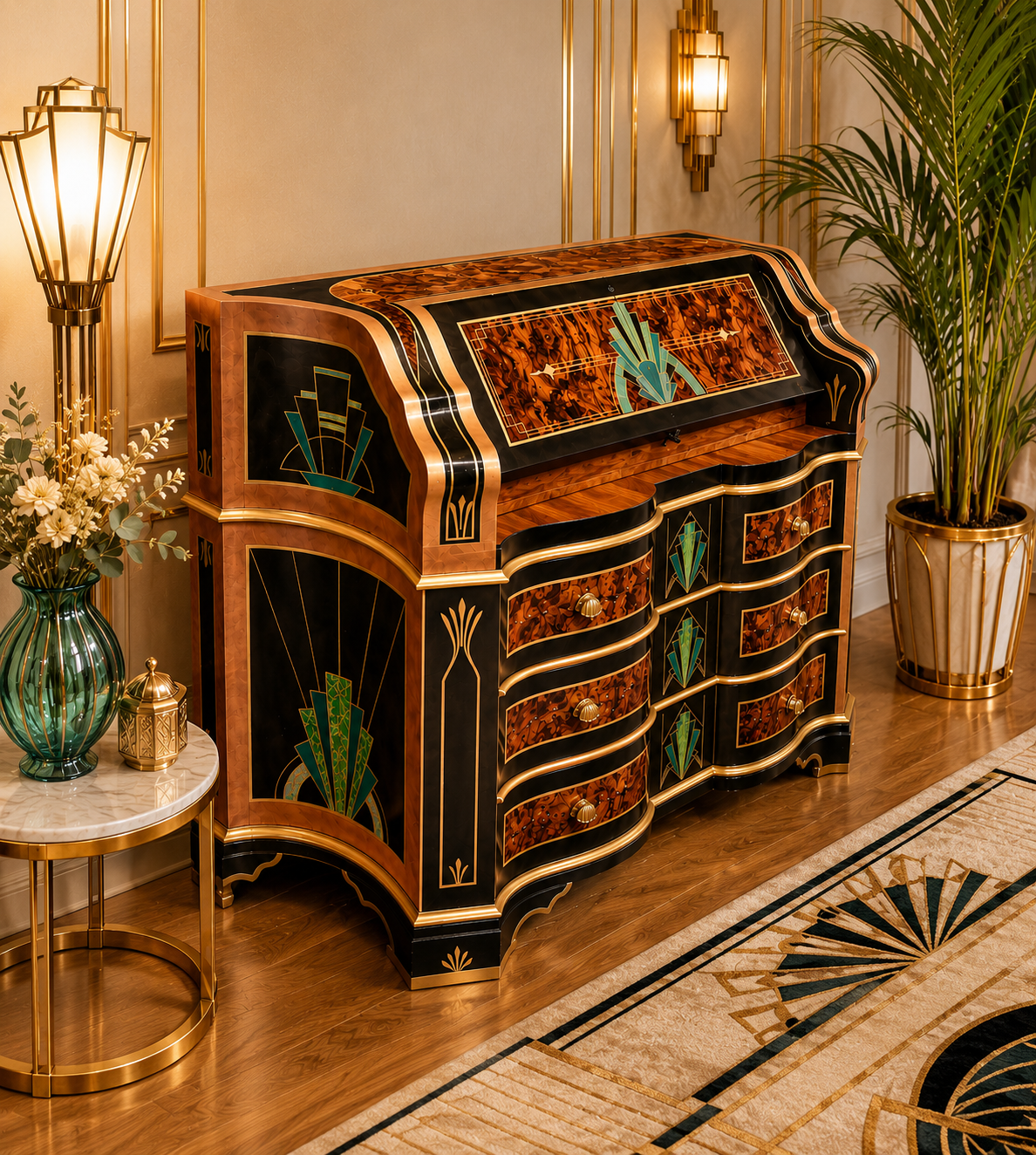Secrétaire ancien revisité dans un style Art déco par Tramartdeco