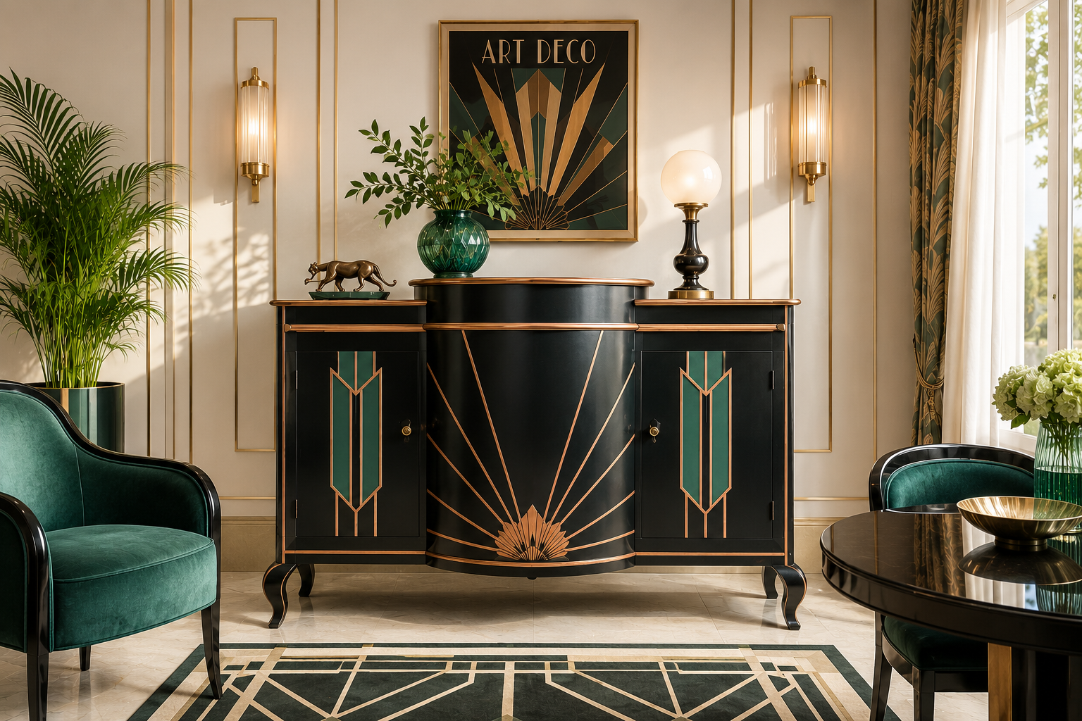 Mobilier restauré et transformé dans le style Art Déco